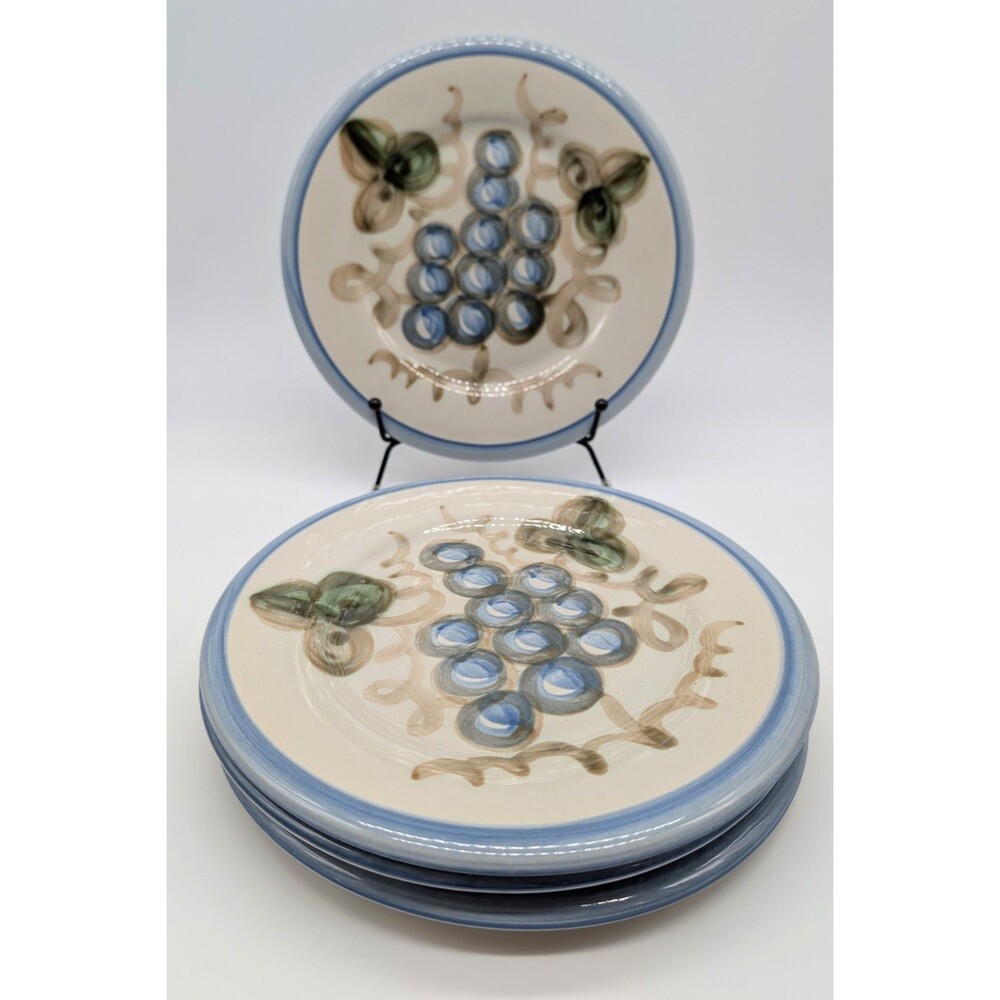 Set Of 4 Louisville Stoneware Grapes Salad Bread Plates 8"